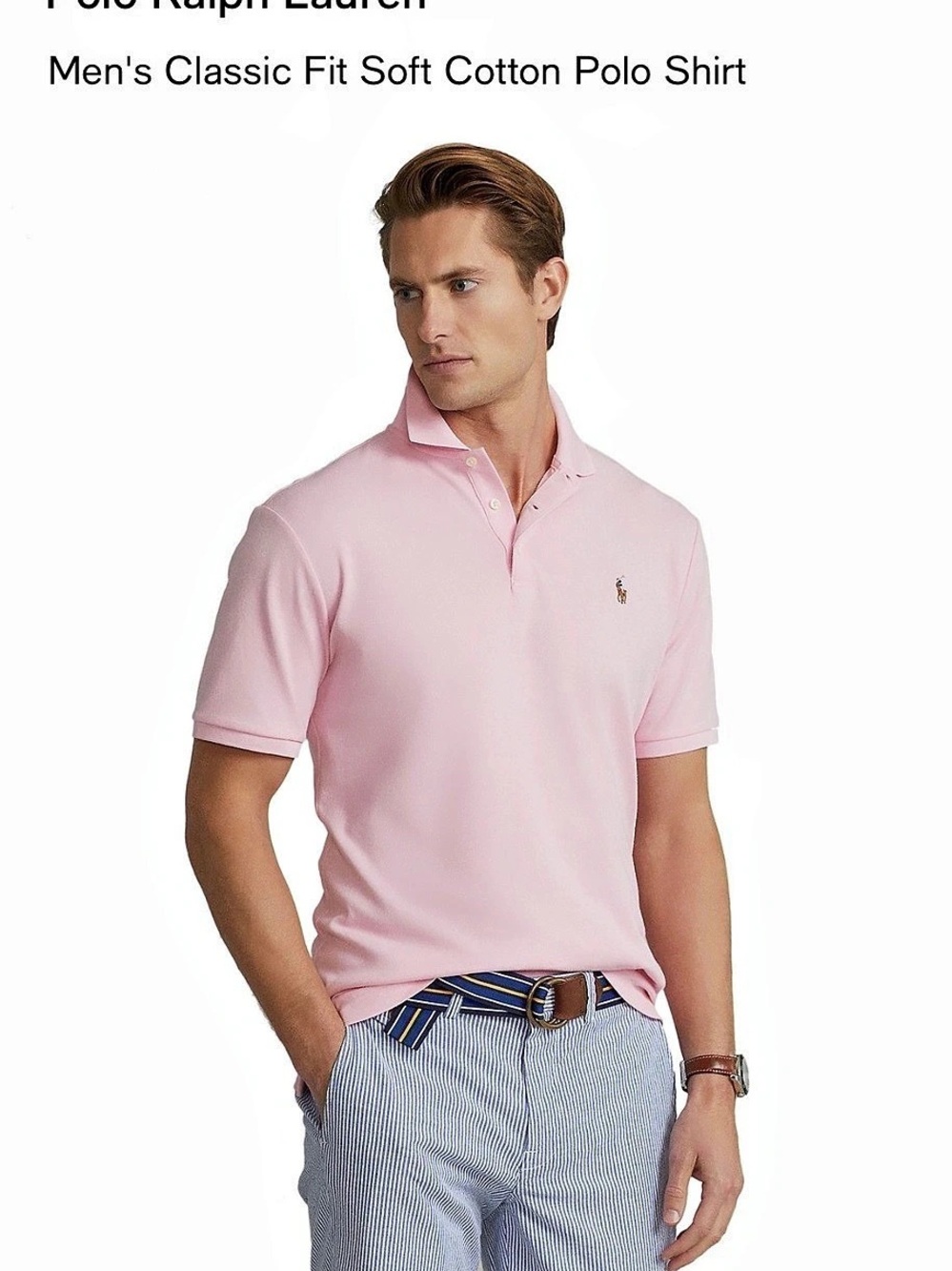 Polo Ralph Lauren Classic Fit Soft Cotton Polo Shirt Pink Polo Shirt Like New